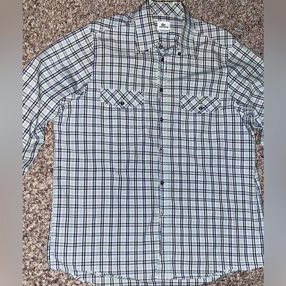Lacoste long sleeve button down in grey